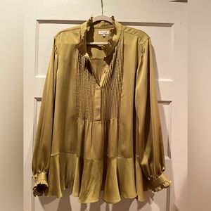 Green Lafayette 148 silk tunic top